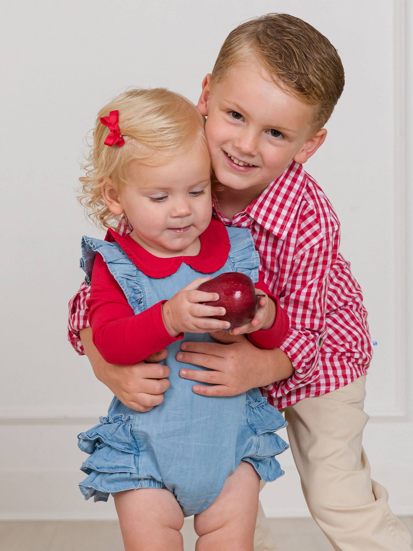 RuffleButts + RuggedButts - Boys Classic Red Gingham Long Sleeve Button Down