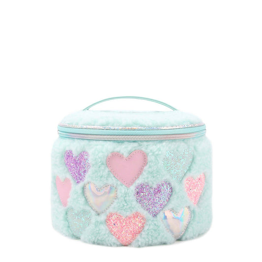 OMG Accessories - Heart Patched Sherpa Round Glam Bag