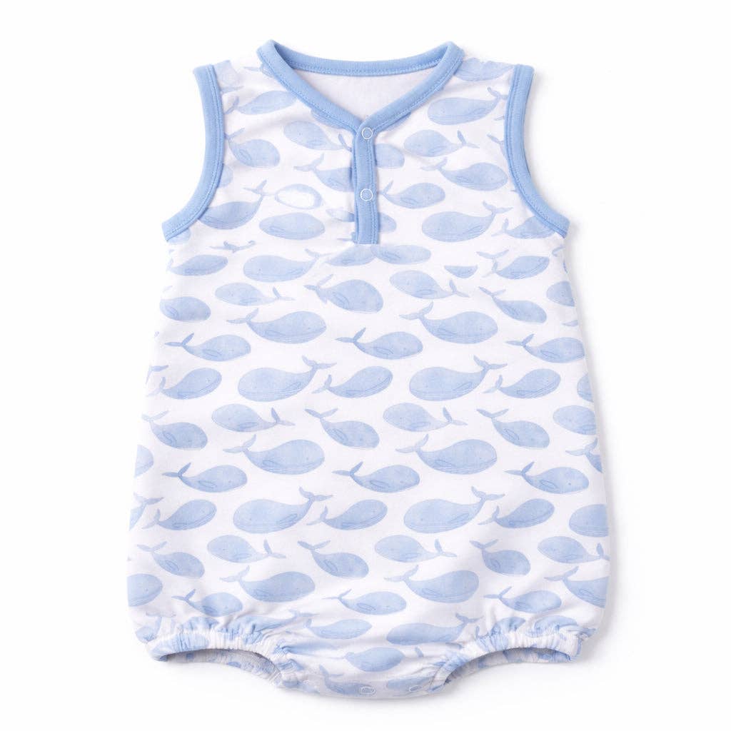 Magnolia Baby | Azure Whales Print Bubble - Light Blue