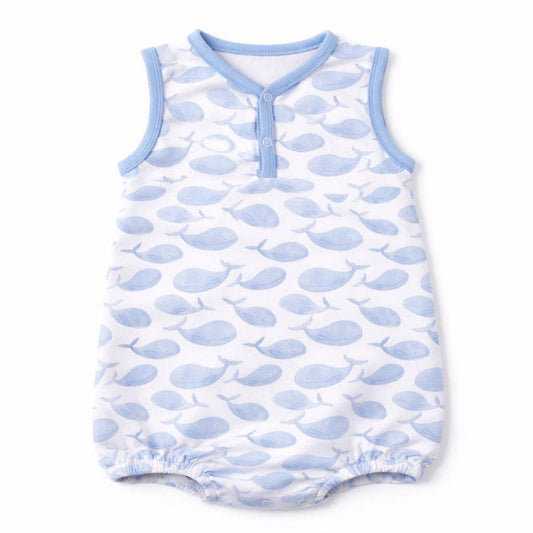 Magnolia Baby | Azure Whales Print Bubble - Light Blue