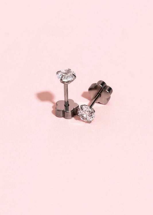 Pierced Co | Silver April Birthstone (Diamond) Stud Earrings