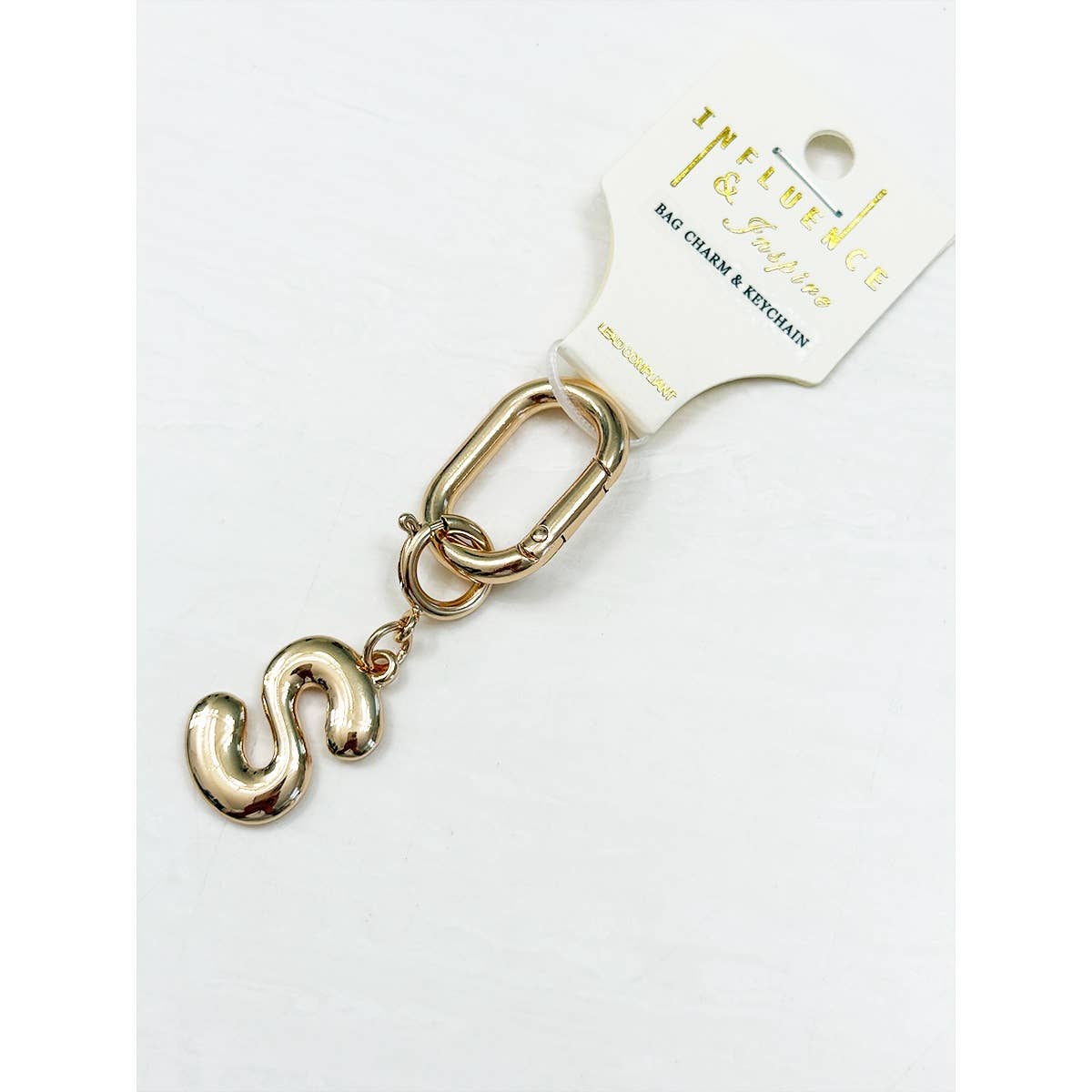 Gold Initial Bag Charm Key Chain