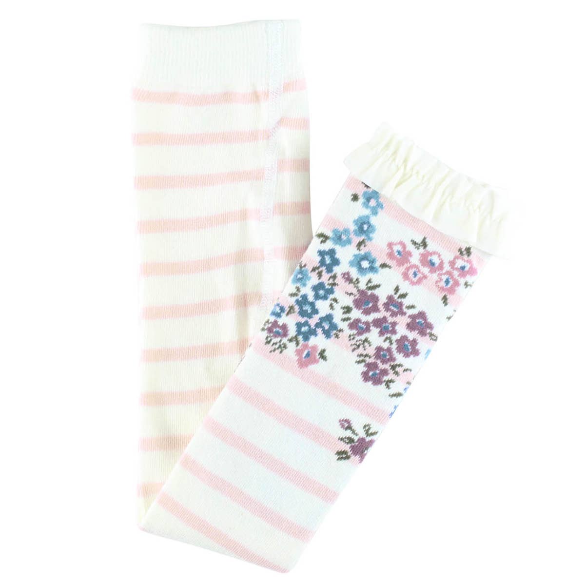 RuffleButts + RuggedButts - Girls Ballet Pink Stripe Patterned Footless Ruffle Tights