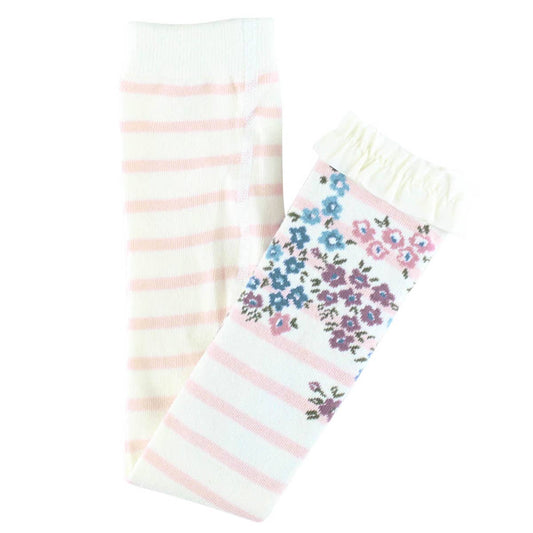 RuffleButts + RuggedButts - Girls Ballet Pink Stripe Patterned Footless Ruffle Tights