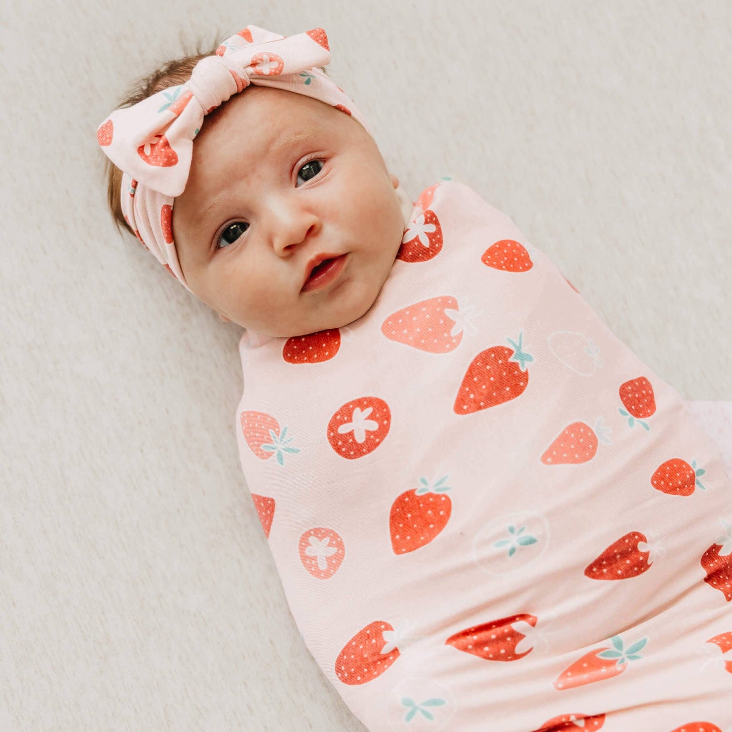 Copper Pearl | Knit Swaddle Blanket - Strawberry