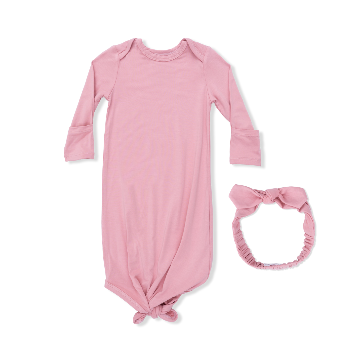 Angel Dear | Solid Rose Elegance - Knotted Gown and Headband