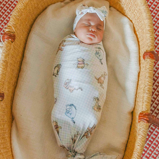 Copper Pearl | Knit Swaddle Blanket - Winnie the Pooh and Friends