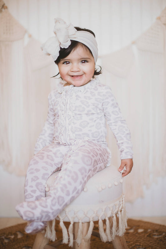 Rockin Royalty - Natural Leopard | Convertible Two Way Zip Footie