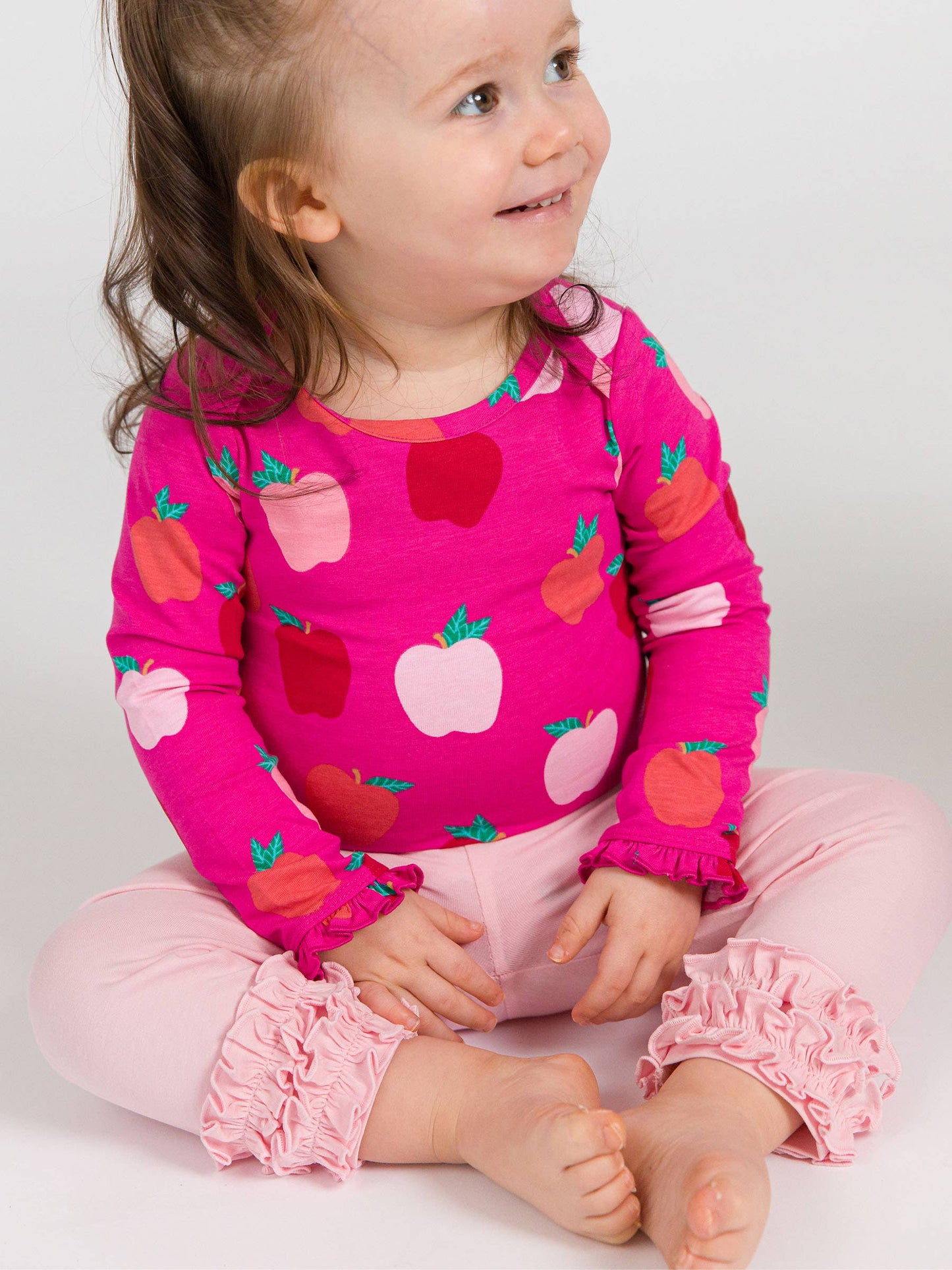 RuffleButts + RuggedButts - Toddler Girls Pink Classic Ruffle Leggings with Signature Rear Ruffles