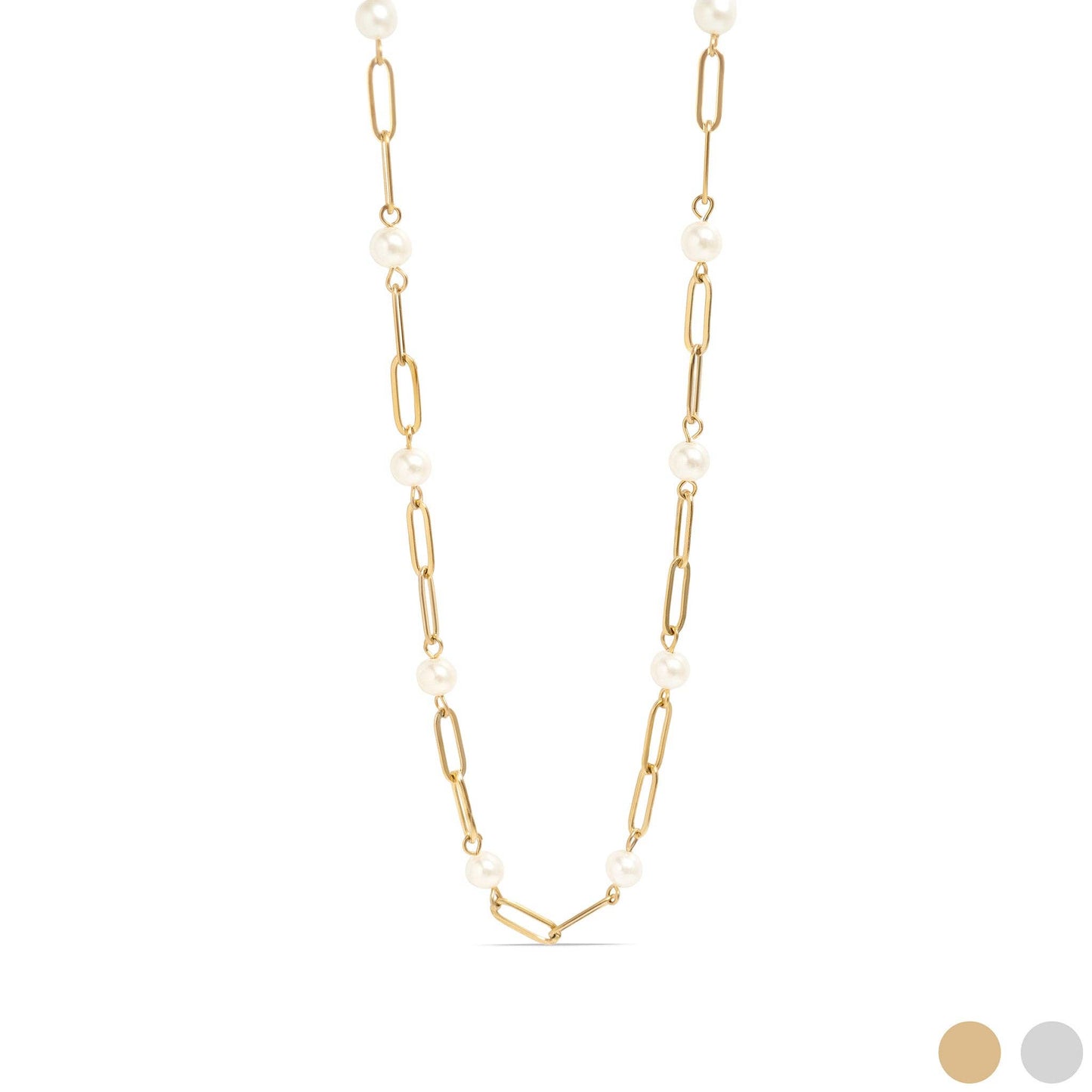 Pearl Paperclip Chain Necklace