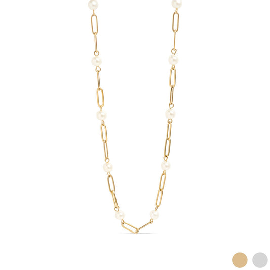 Pearl Paperclip Chain Necklace