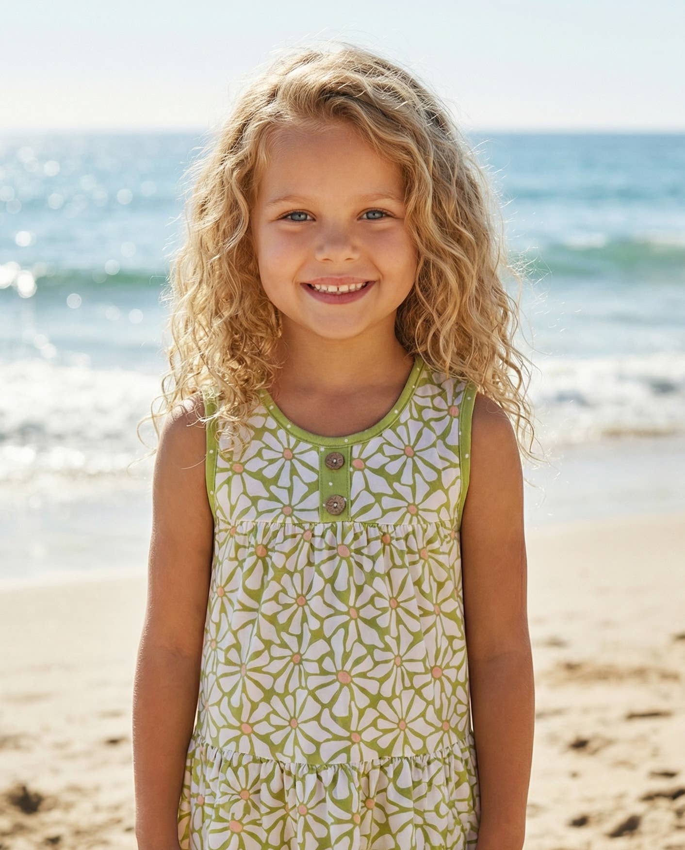 Kids Ruby Lime Green Daisy Summer Short Set