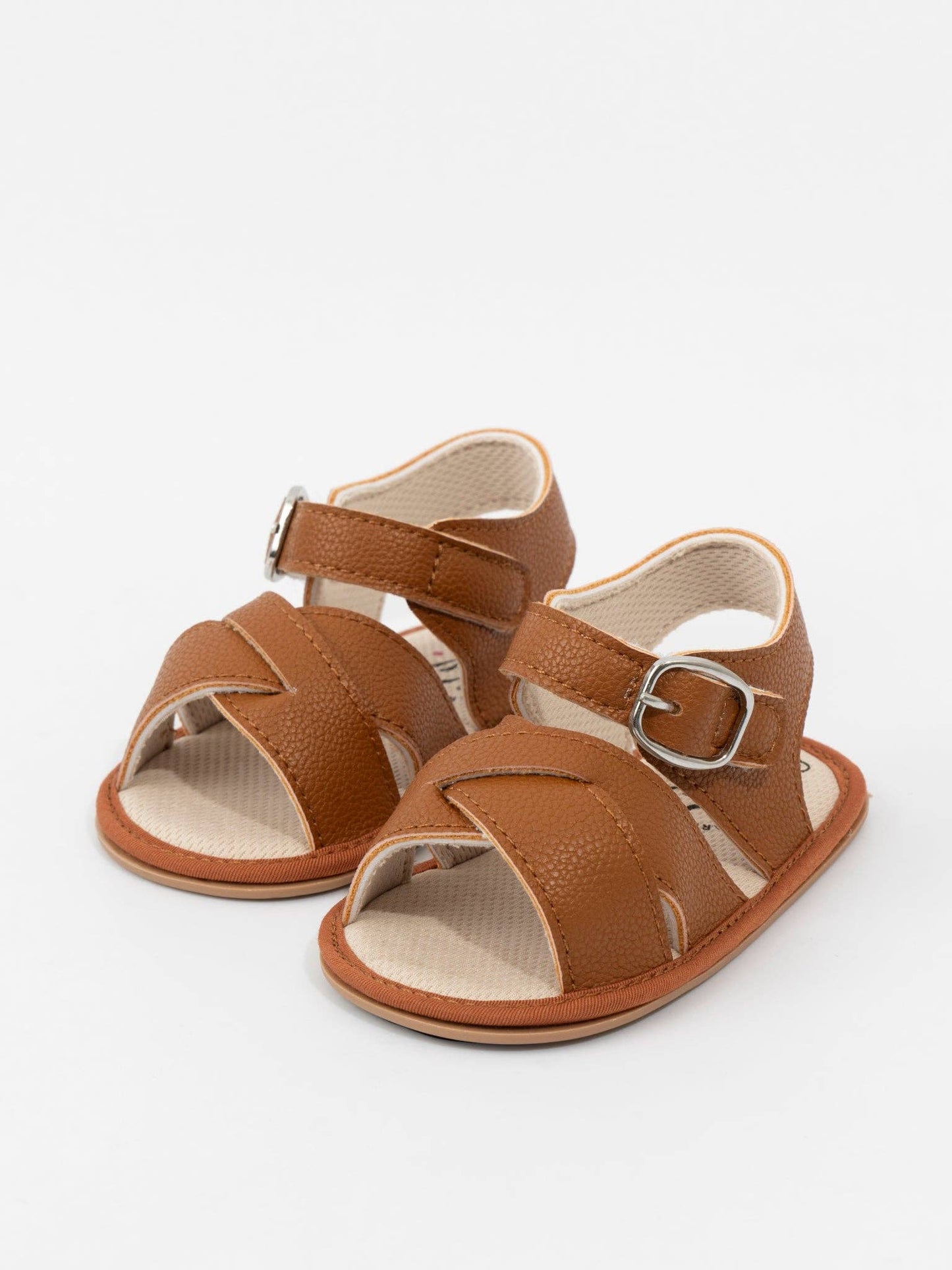 Cognac Cross Strap Baby Sandals