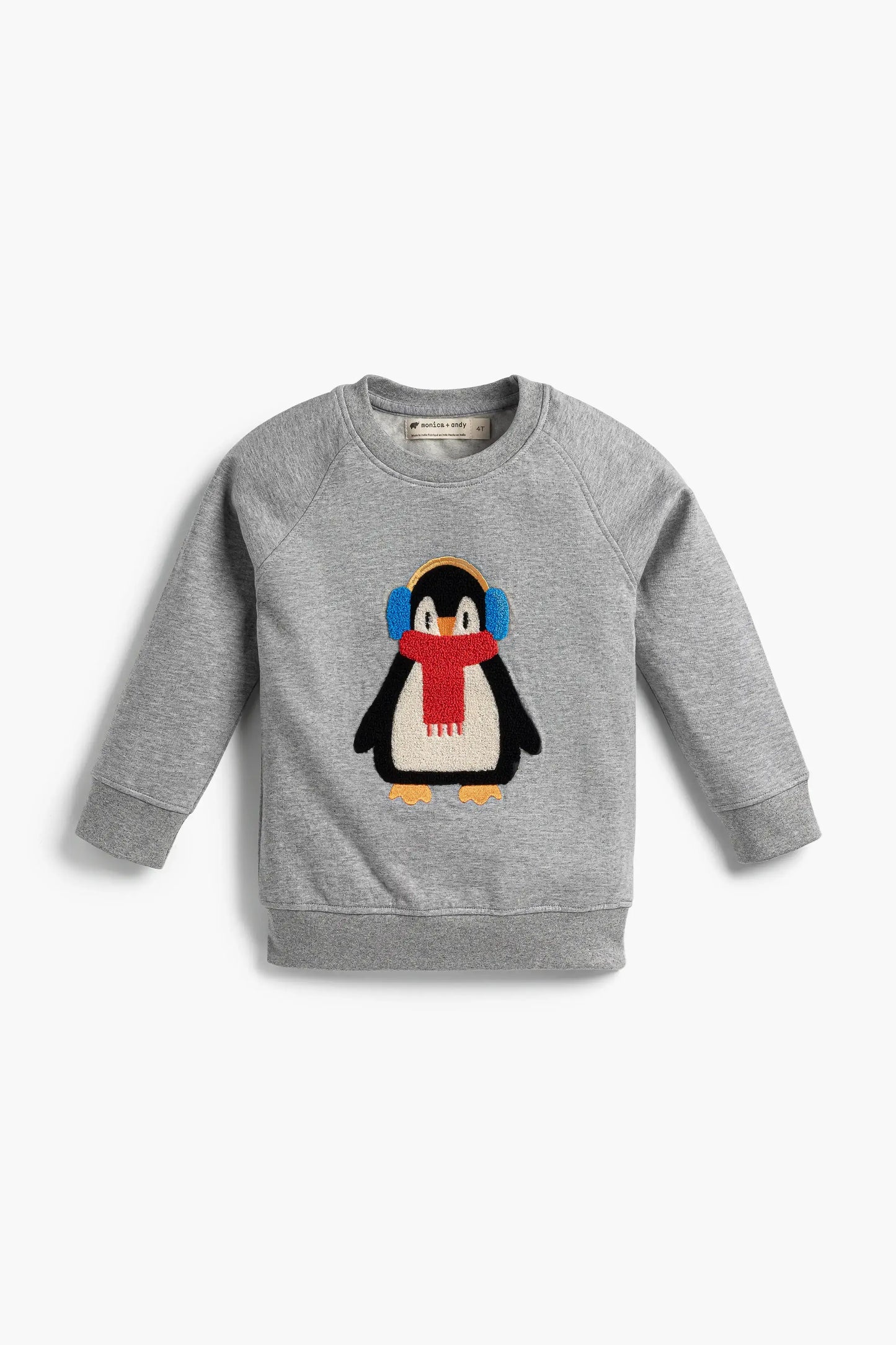 Bundled Up Penguin Embroidered Crewneck Sweatshirt | 100% Organic Cotton