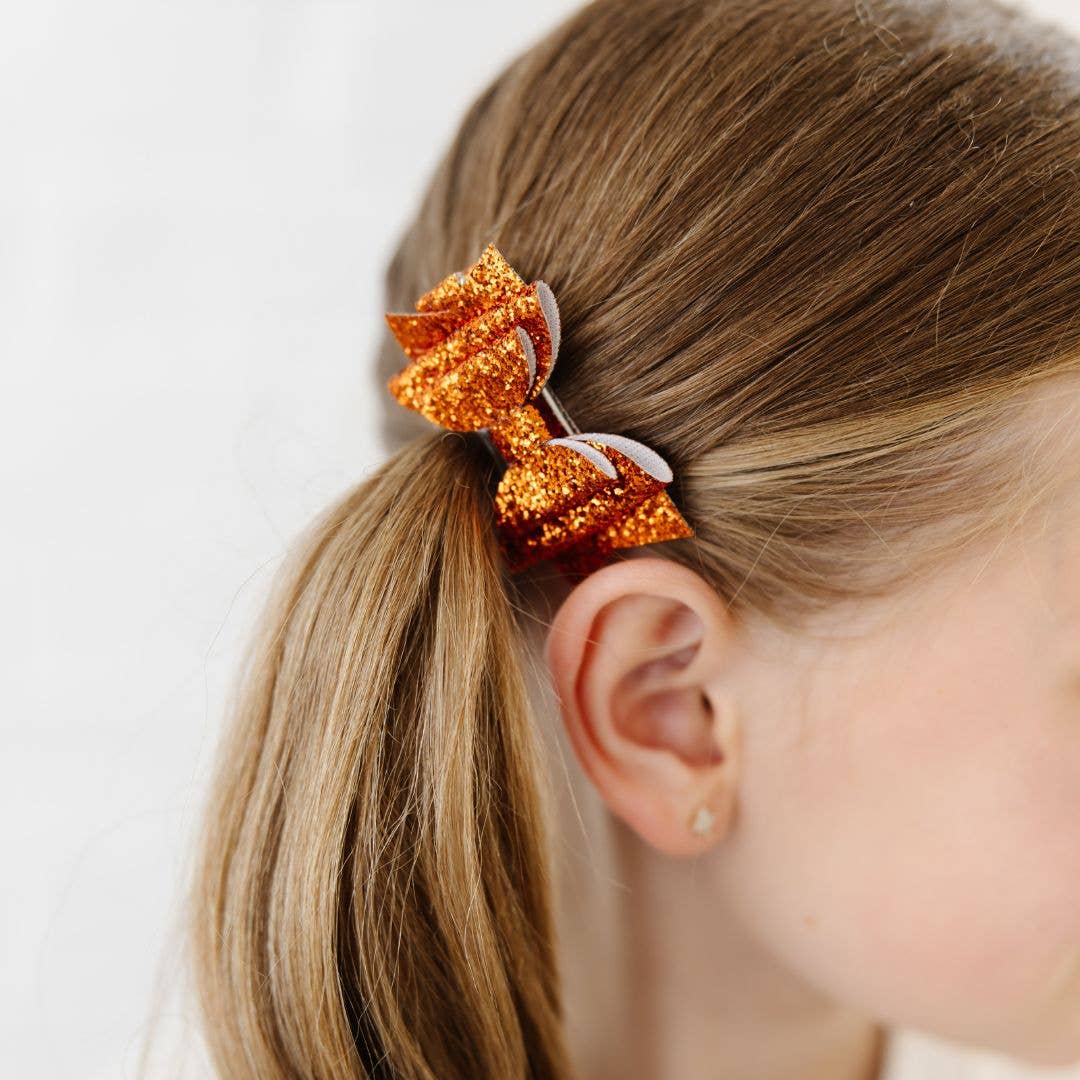 Spice Glitter Hair Bow Clip Set