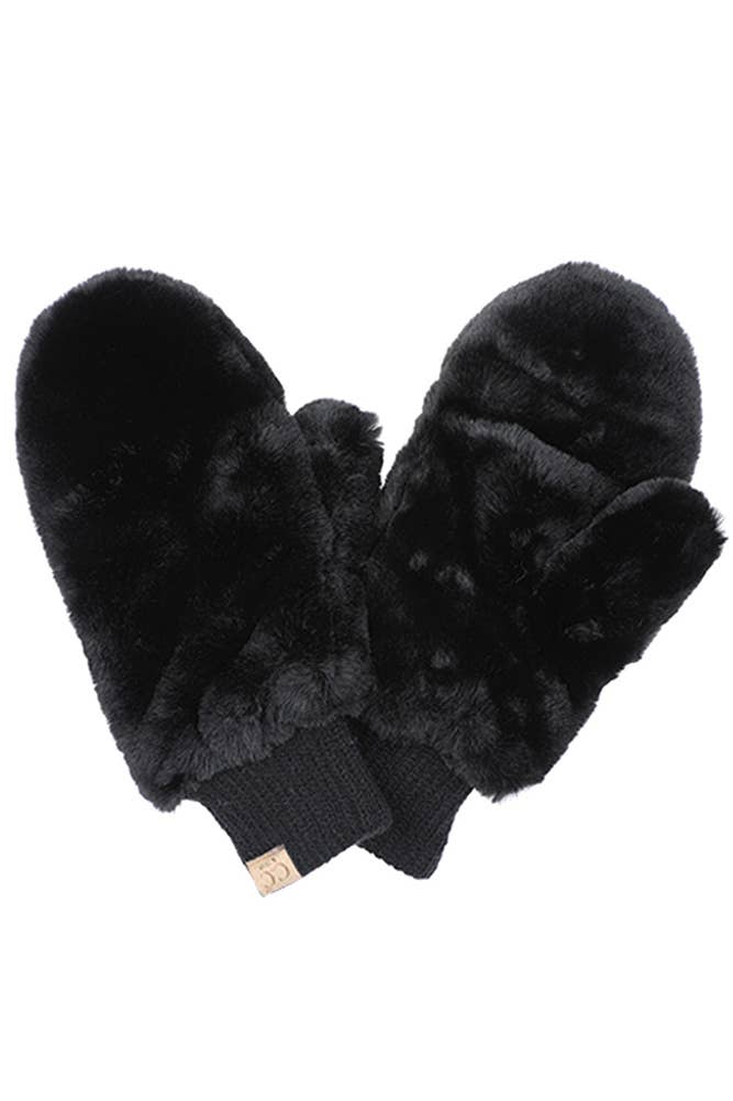 C.C Kids Faux Fur Convertible Mitten Glove