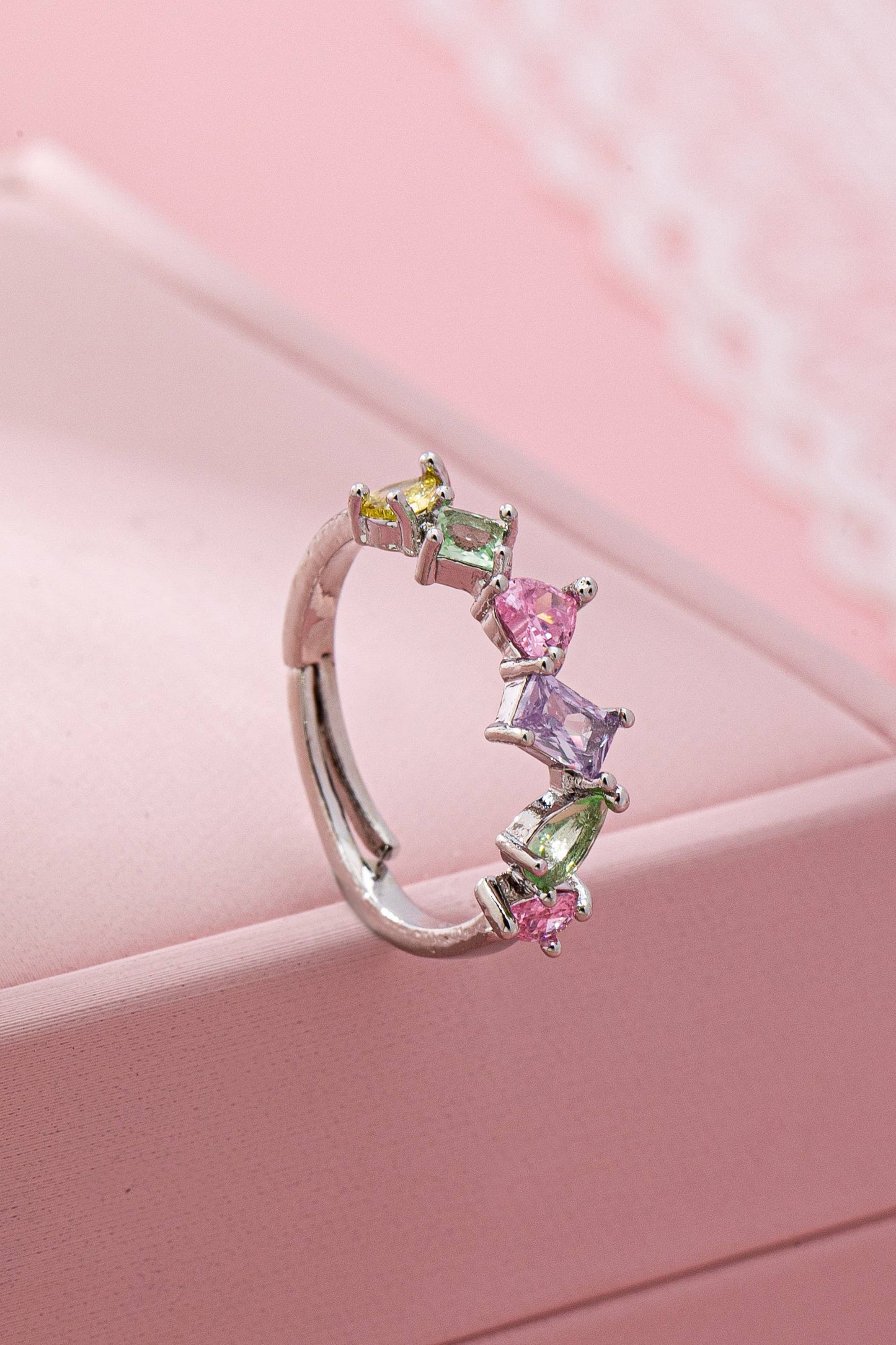 Adjustable Rainbow Gem Eternity Ring