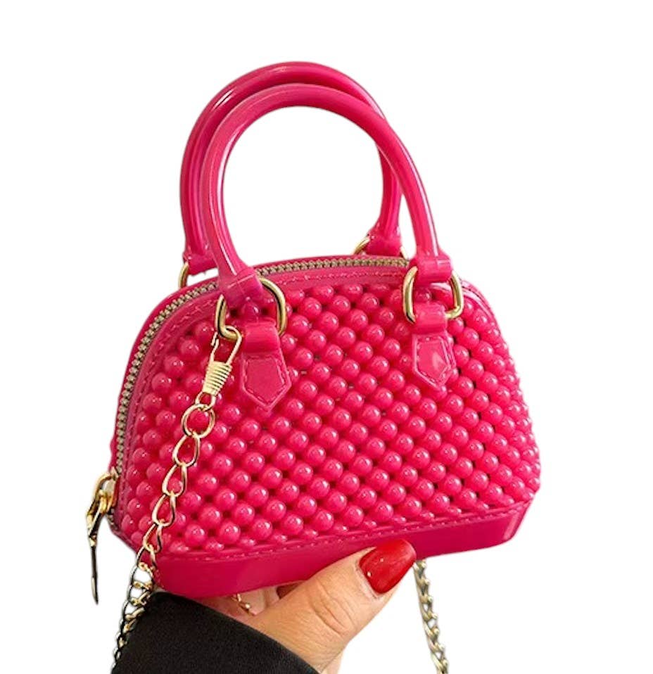 Mini Jelly Bubble Bowler Purse with Crossbody Gold Chain
