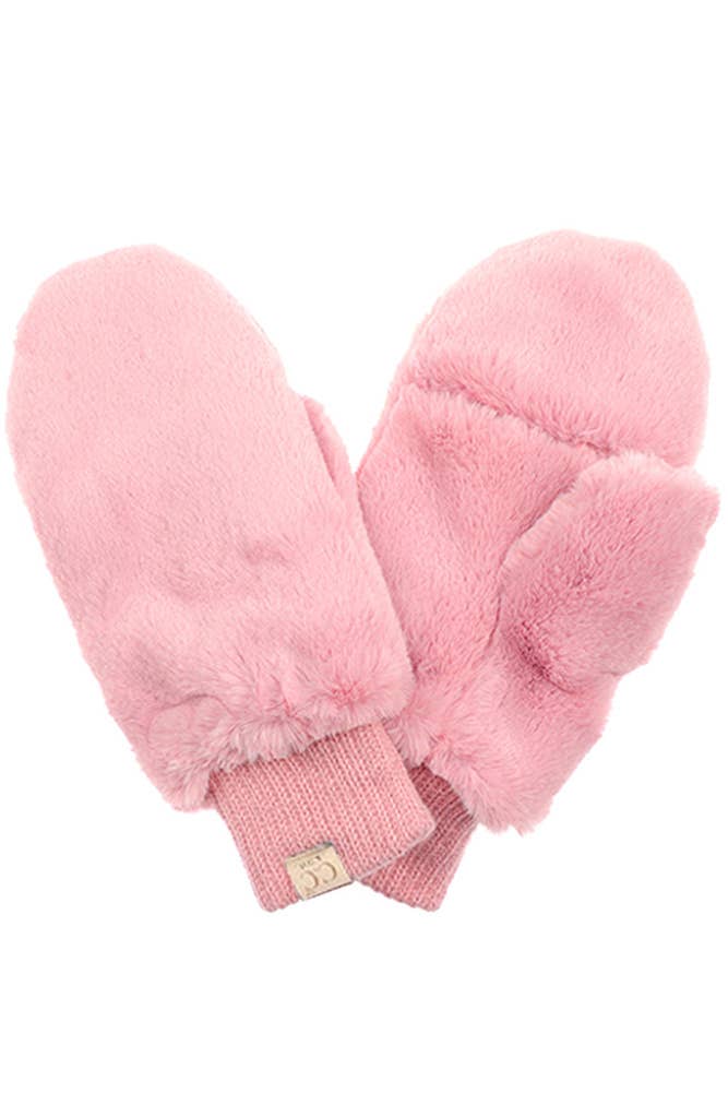 C.C Kids Faux Fur Convertible Mitten Glove