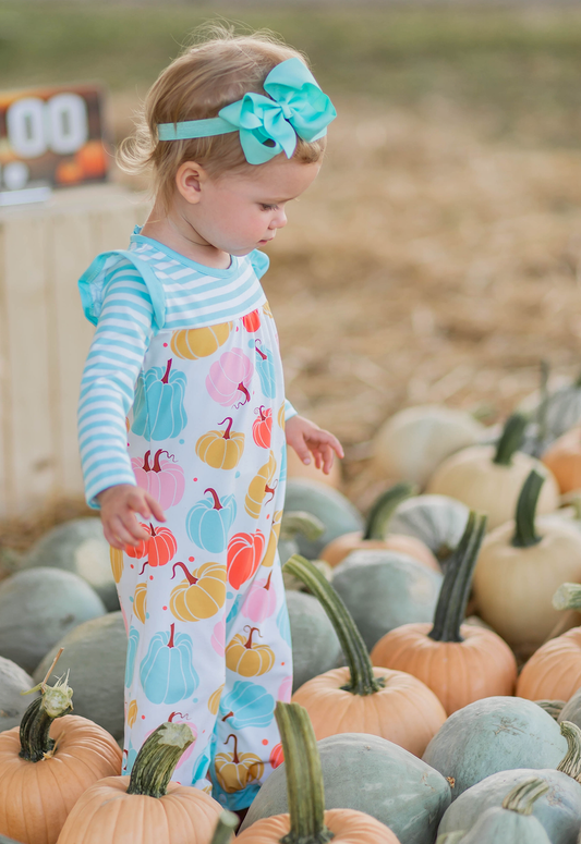 Cream Pumpkins Ruffle-Trim Playsuit
