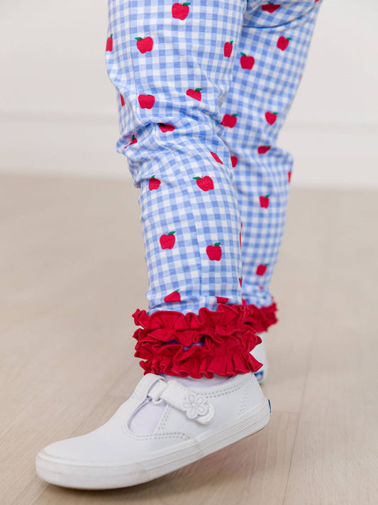 RuffleButts + RuggedButts - Toddler Girls Apple Orchard Gingham Classic Ruffle Leggings