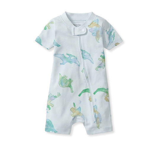 Burt's Bees Baby - Watercolor Dinos Organic Baby Sleeper Romper - Rain
