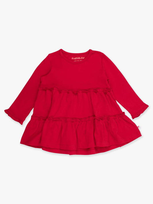 RuffleButts + RuggedButts - Girls Red Knit Ruffle Tiered Tunic Top