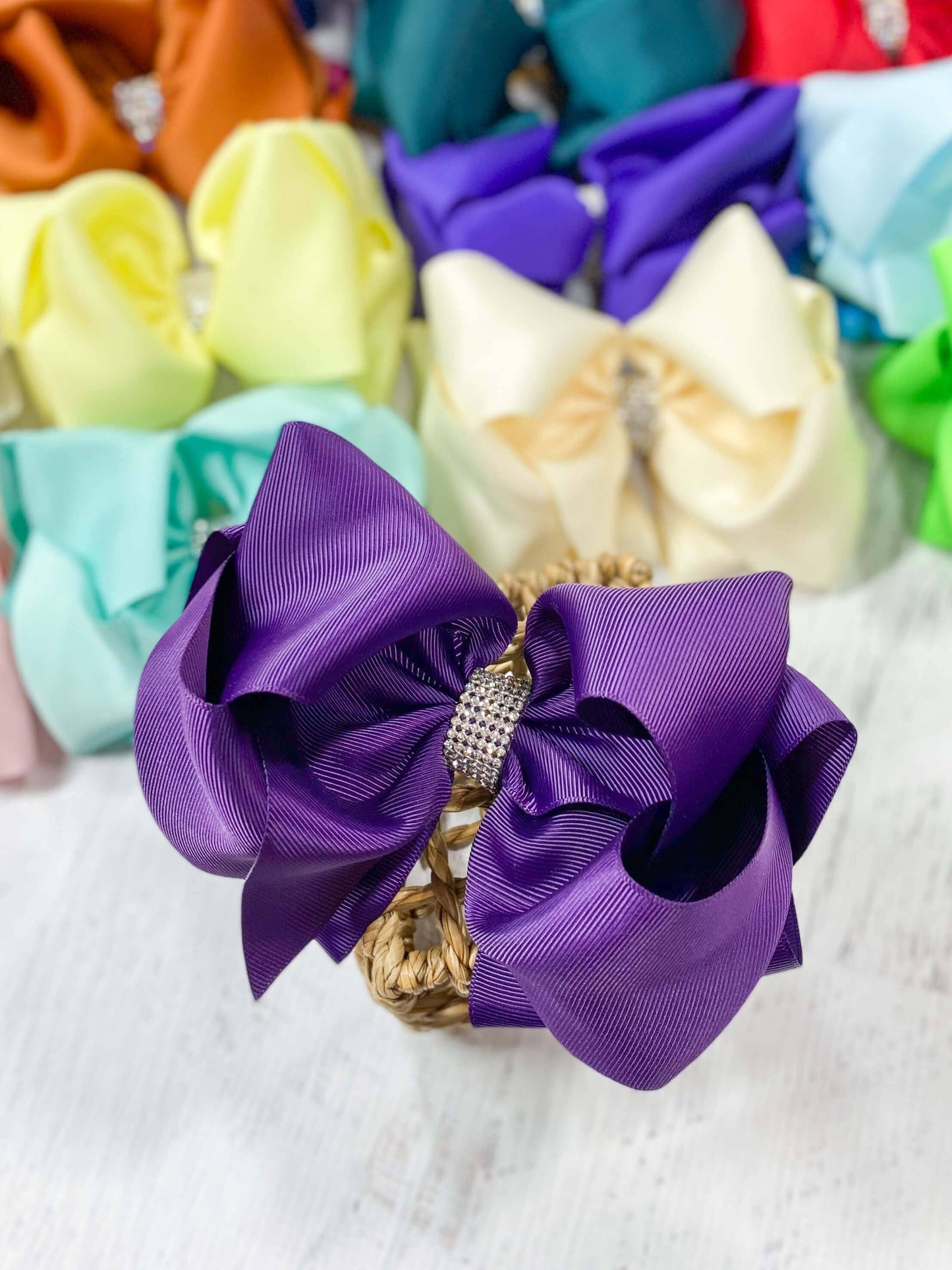 Oversize Rhinestone Hair Bows - Alligator Clip - 5.5"