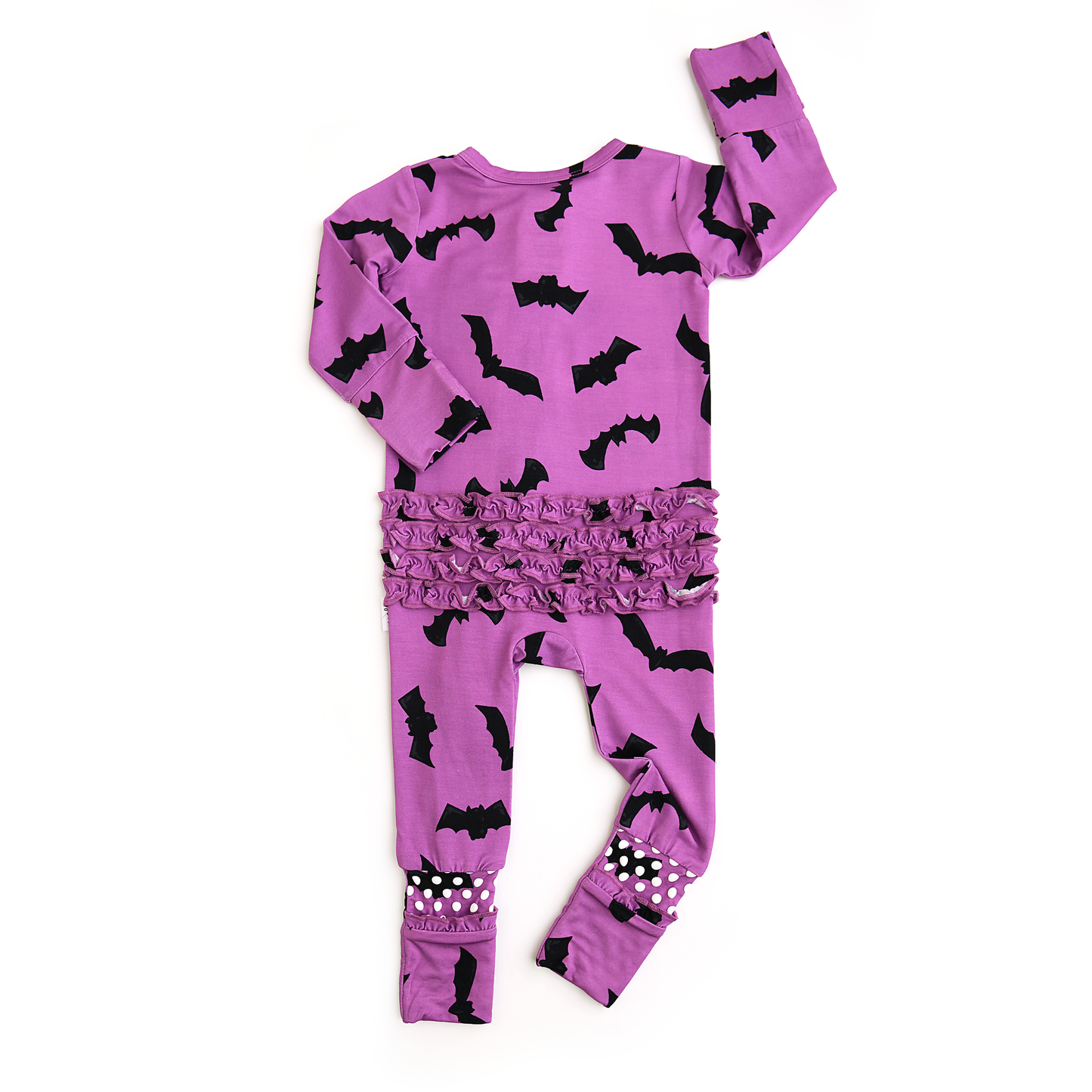 Echo Purple Bats Rufflebutts Zip Romper