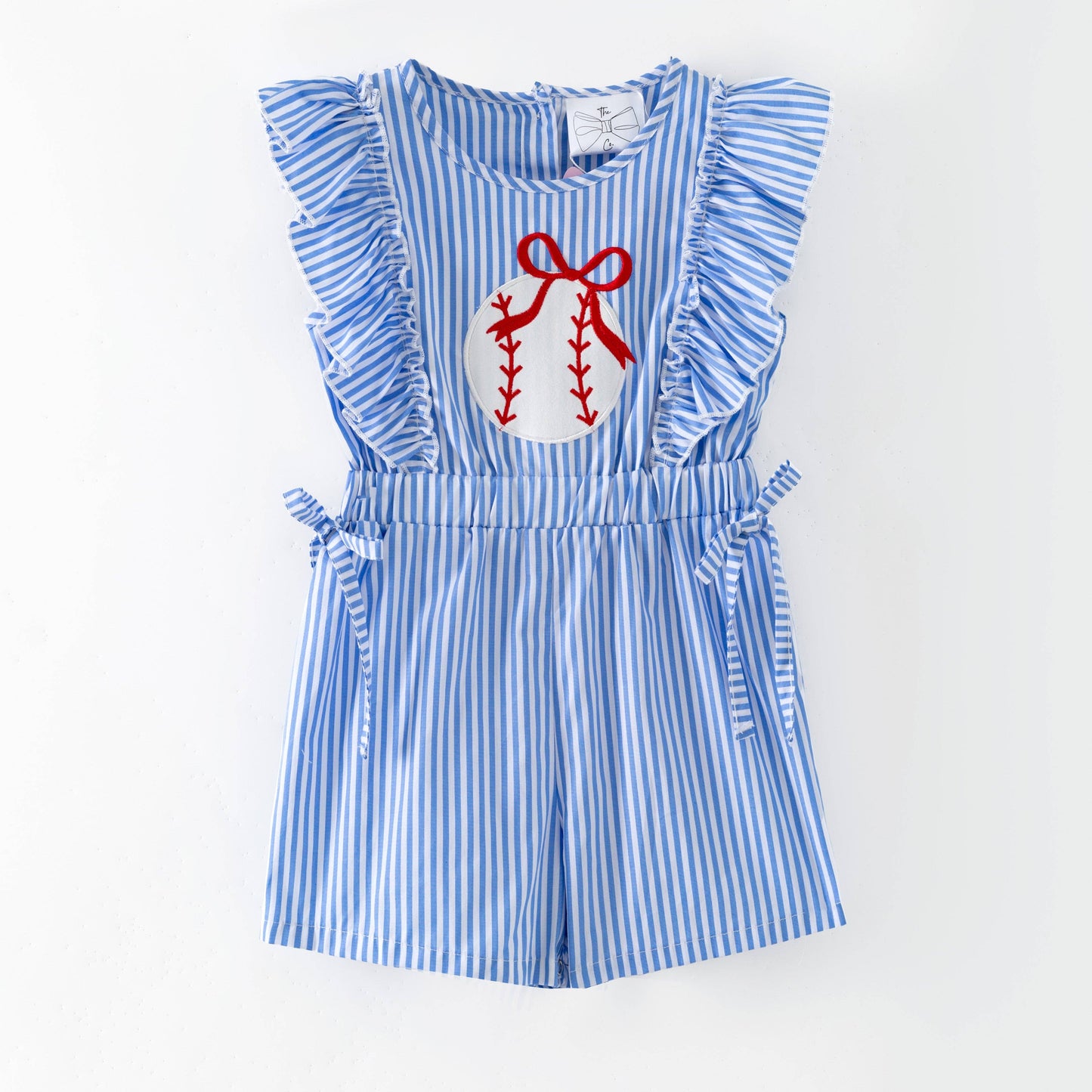 Baseball Applique Bow Romper