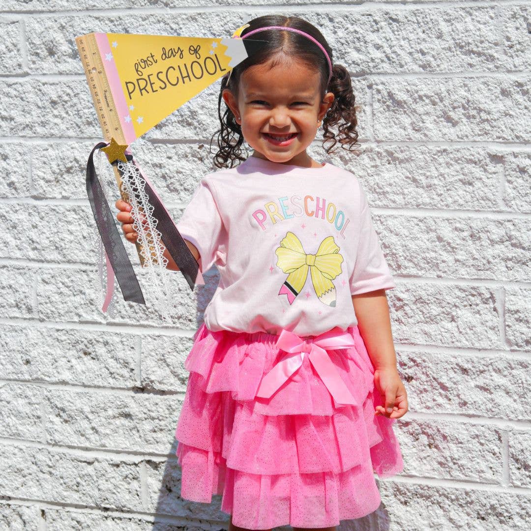 Preschool Pencil Bow Short Sleeve T-Shirt