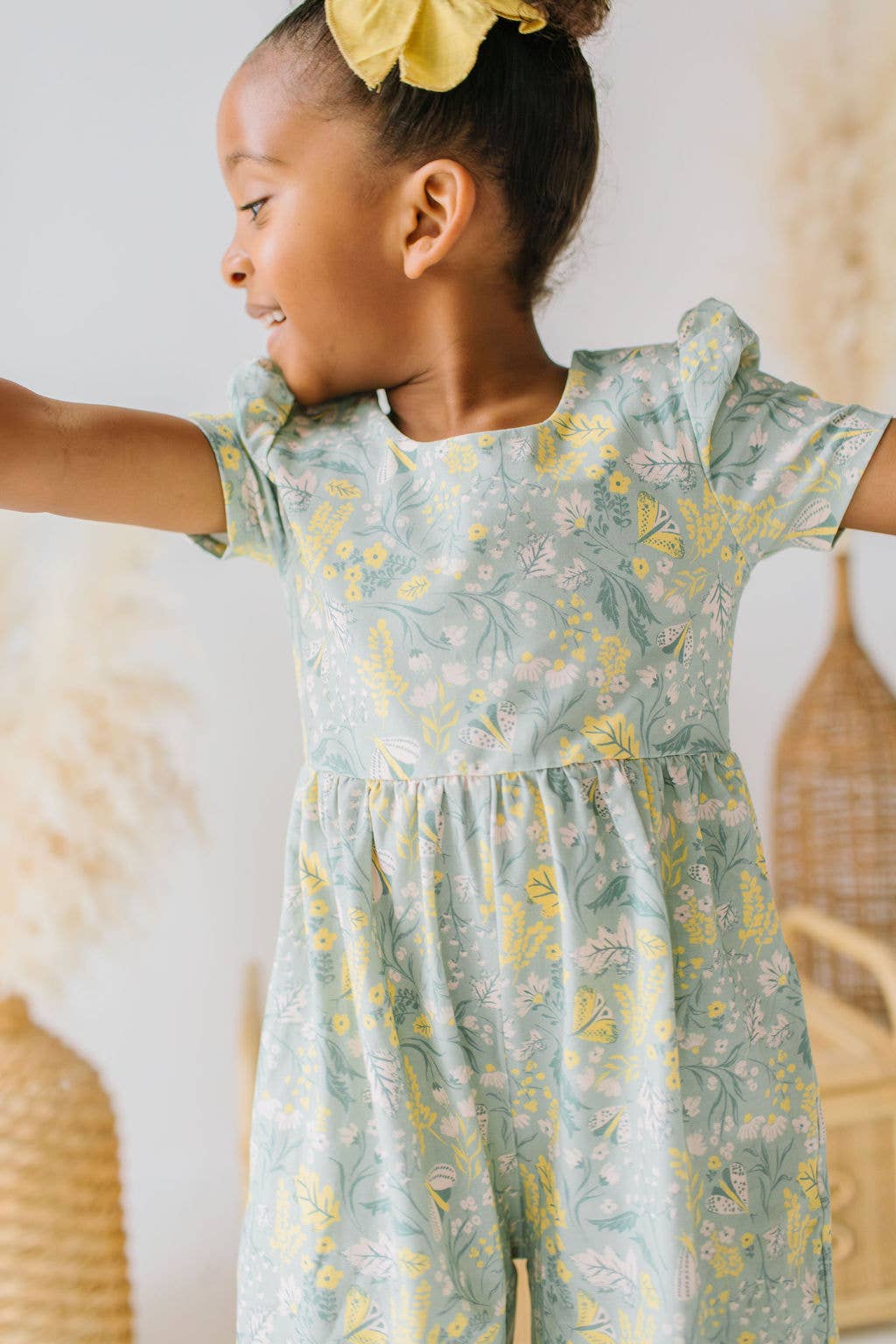 Ollie Jay | Puff Leggy Romper in Sunlit Sage