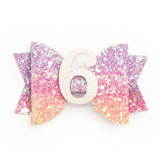 Sweet Wink - Pastel Rainbow Bow #6 Clip - Kids Birthday Hair Clip