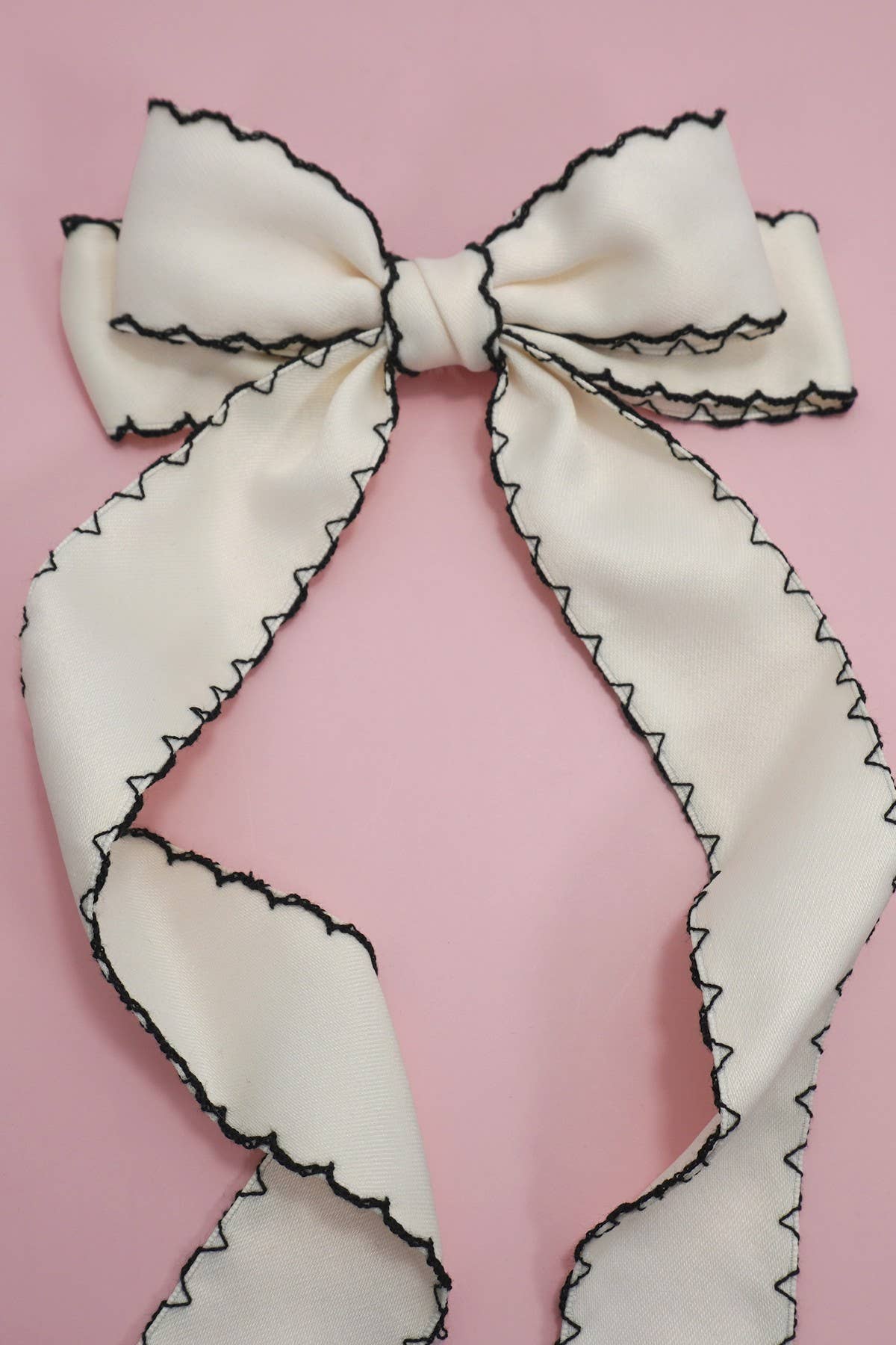 Zigzag Edge Hair Bow Ribbon Clip