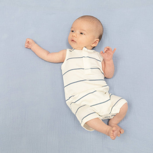 Angel Dear | Vintage Stripe - Henley Shortie Romper