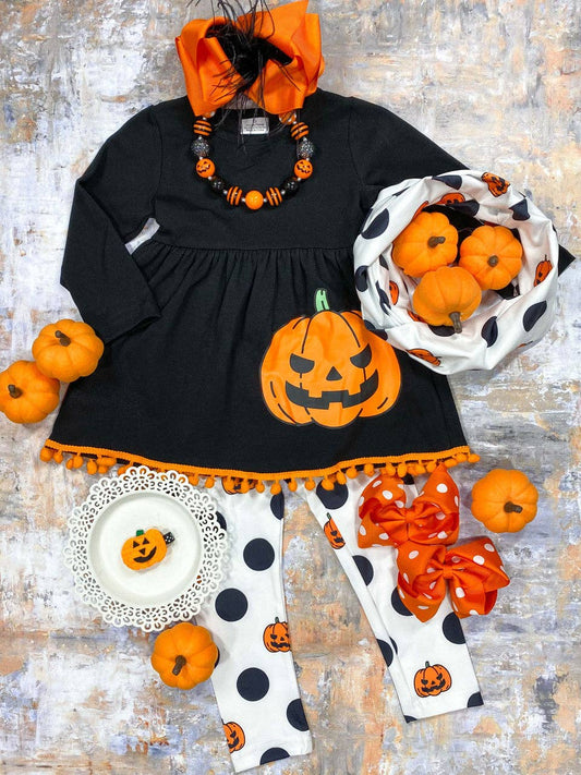 Jack O Lantern & Dots 3 PC Scarf Set