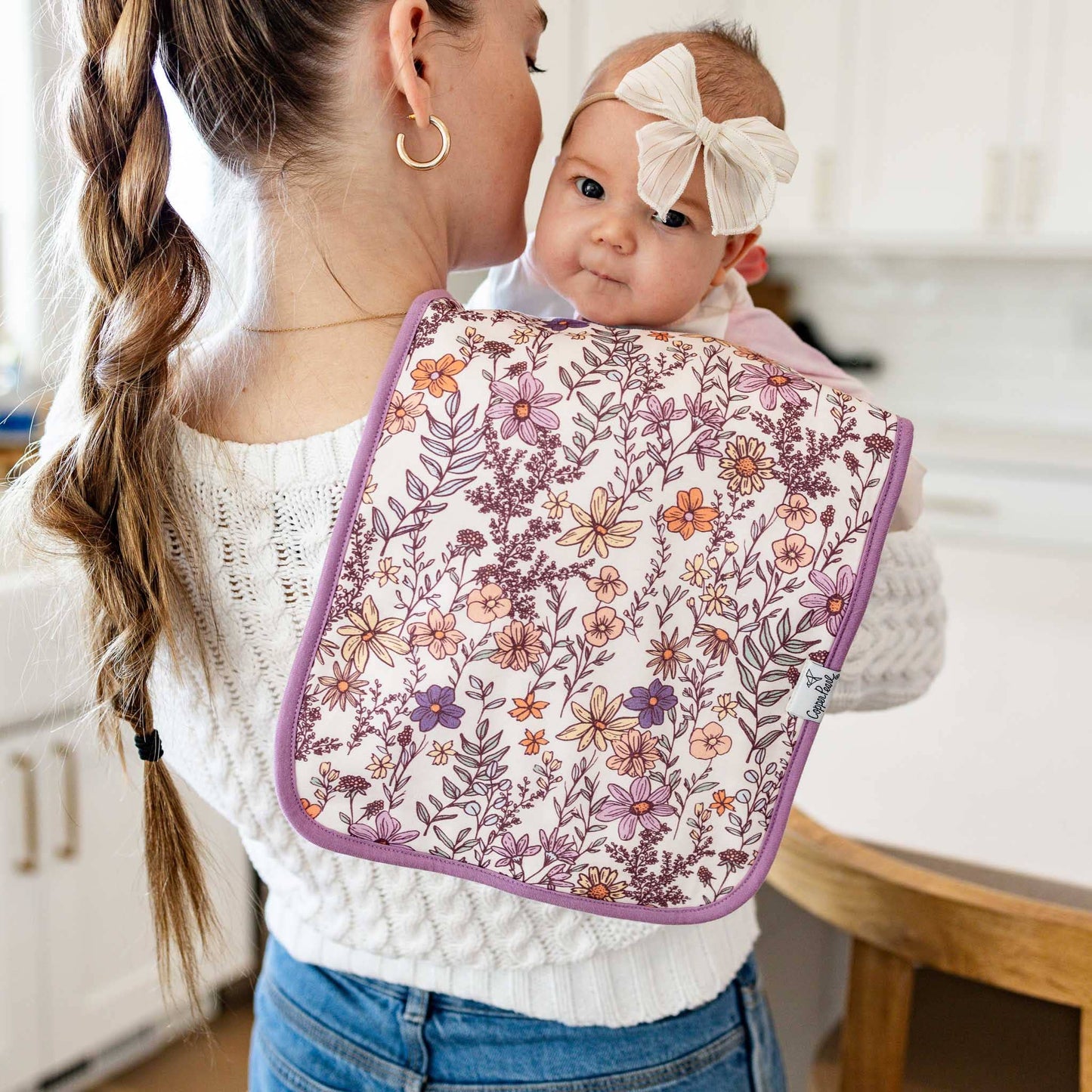 Copper Pearl | 3 Pack Premium Burp Cloths - Flora