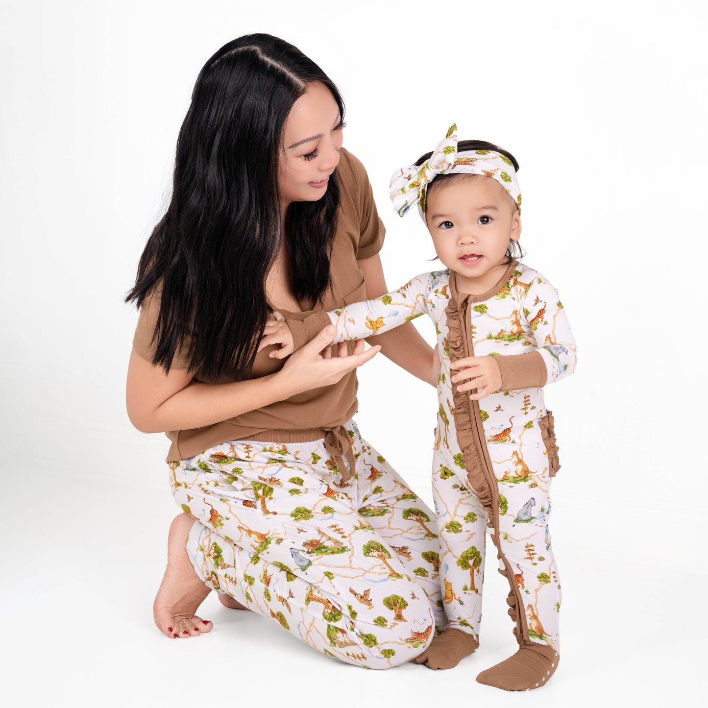 Oh Bother, It's Bedtime Ruffle Baby Bamboo Zipper Romper Pajamas