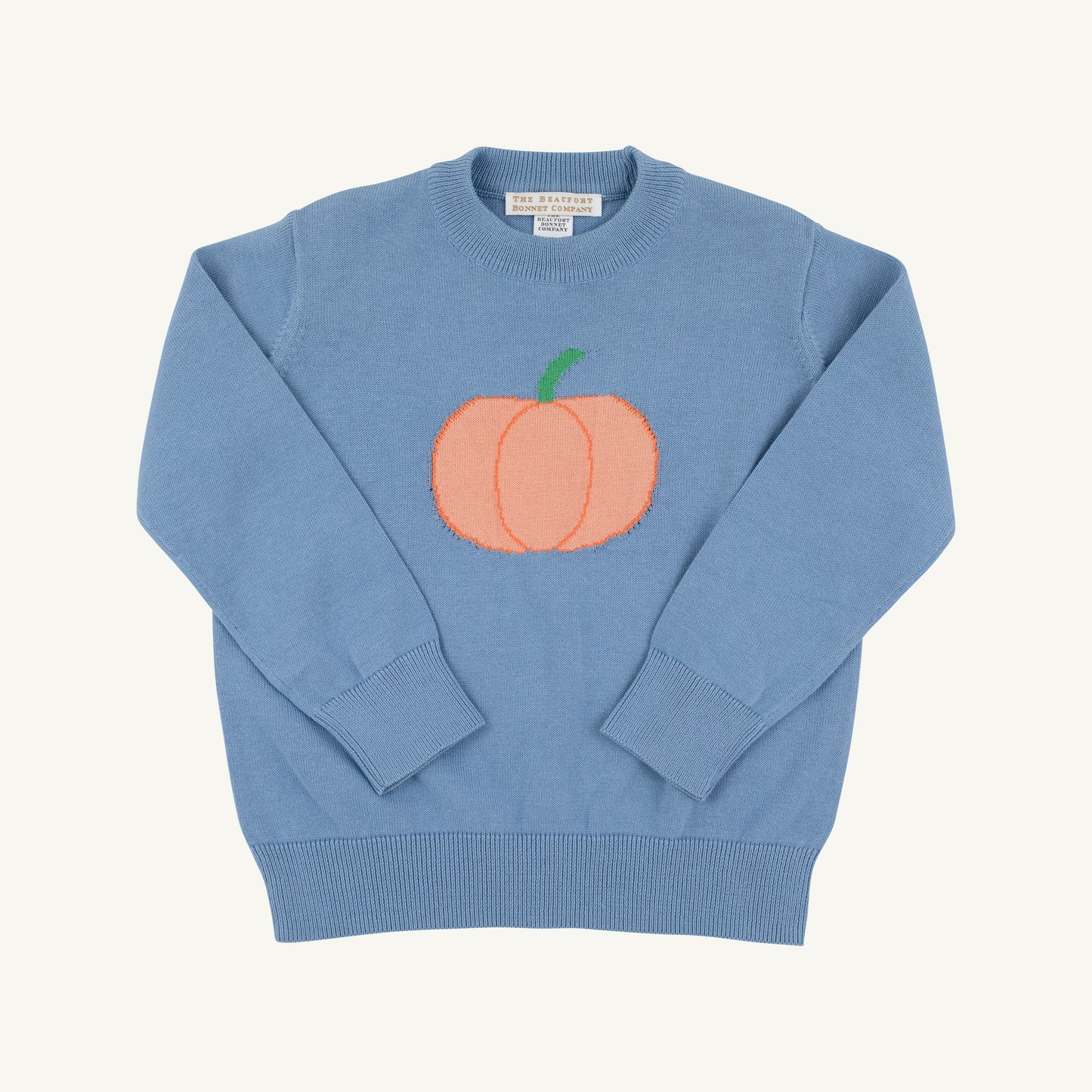 TBBC | Isaac's Intarsia Sweater - Barrington Blue with Pumpkin Intarsia