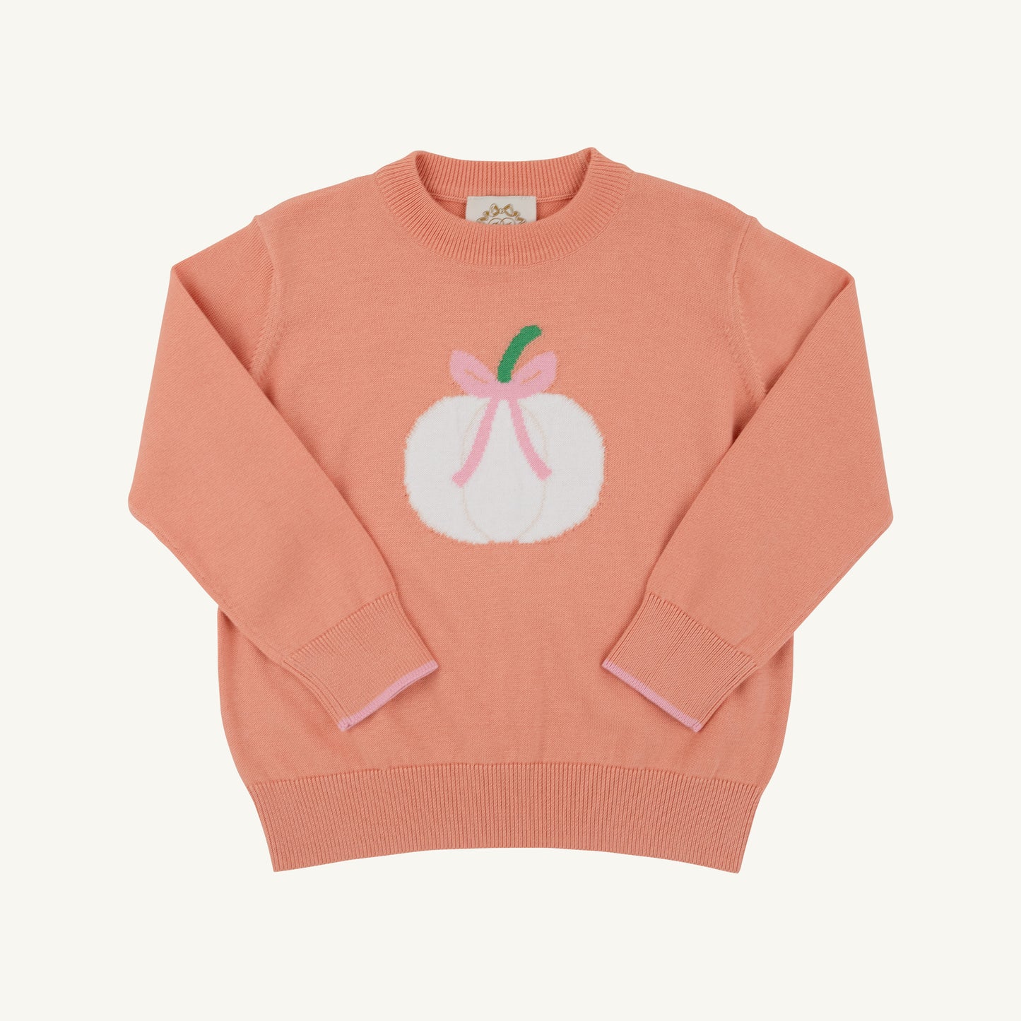 TBBC | Isabelle's Intarsia Sweater - Seashore Sherbet with Pumpkin Intarsia