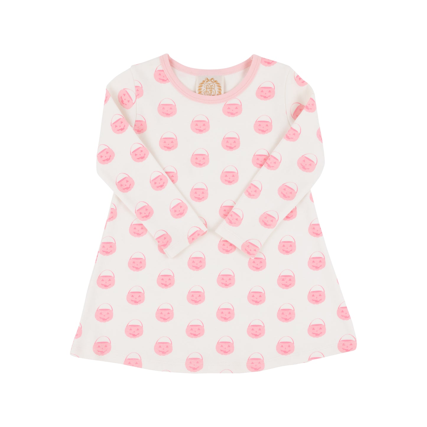 TBBC | Long Sleeve Polly Play Dress - Vintage Prep Pumpkin Pails with Sandpearl Pink