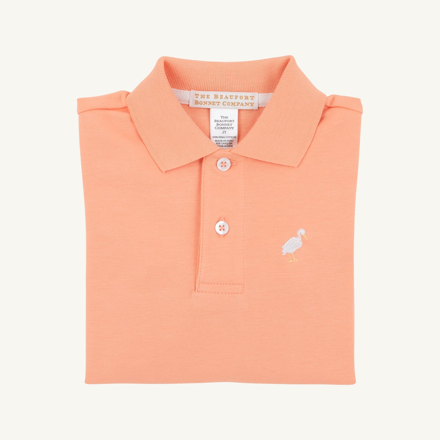 TBBC | Long Sleeve Prim and Proper Polo & Onesie - Seashore Sherbet with Multicolor Stork