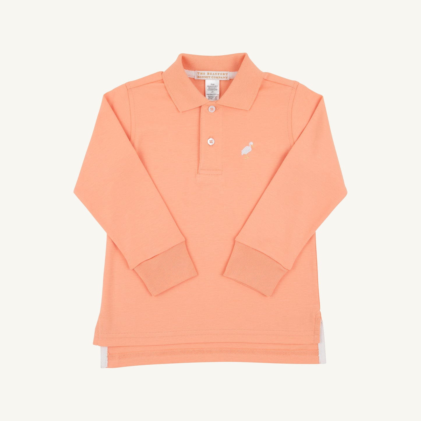 TBBC | Long Sleeve Prim and Proper Polo & Onesie - Seashore Sherbet with Multicolor Stork