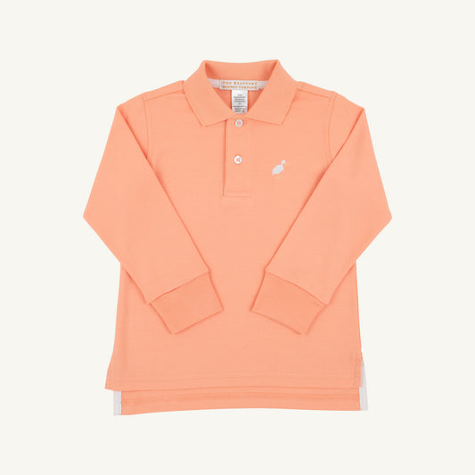 TBBC | Long Sleeve Prim and Proper Polo & Onesie - Seashore Sherbet with Multicolor Stork
