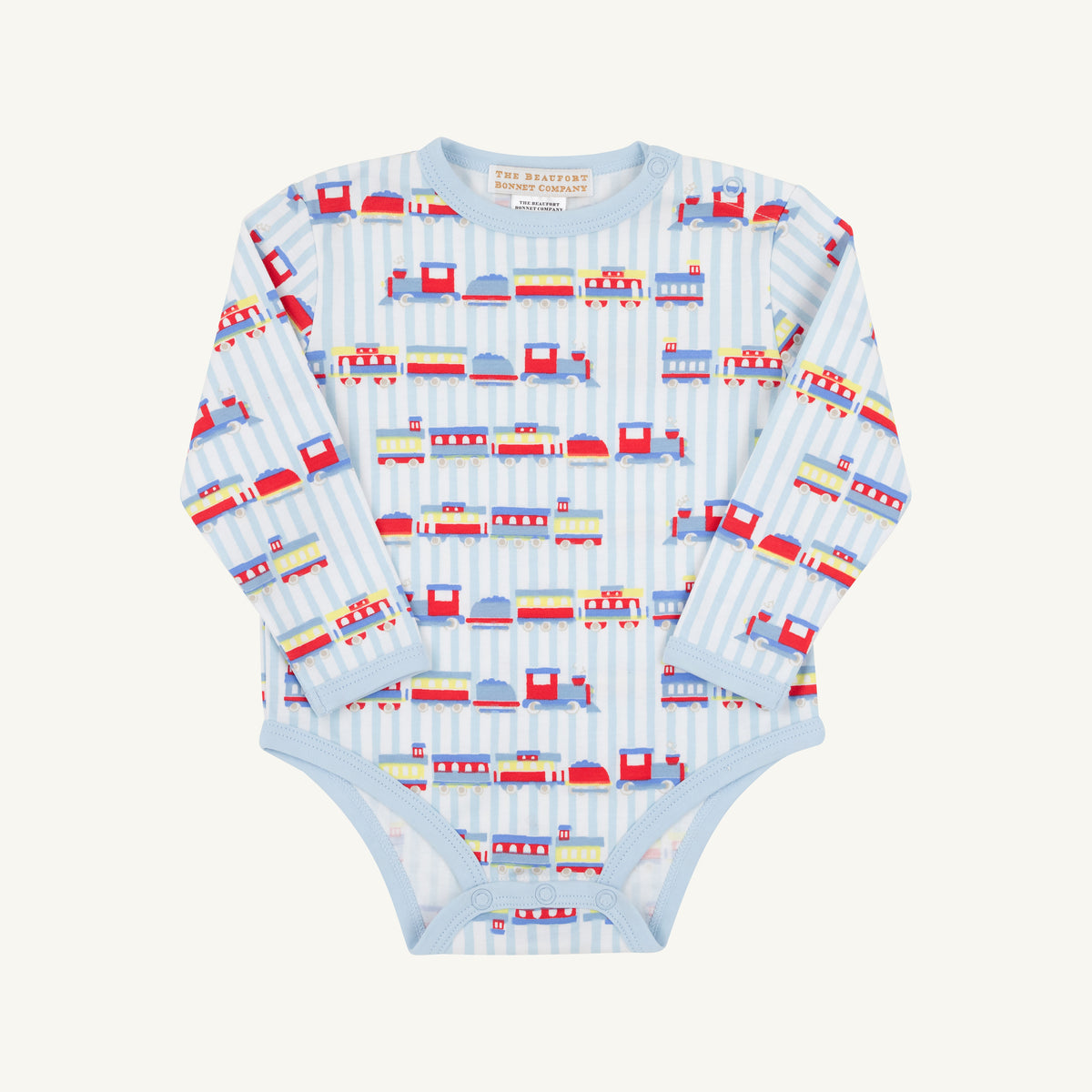 TBBC | Long Sleeve Walt Onesie - Choo Choo Coming Through with Buckhead Blue