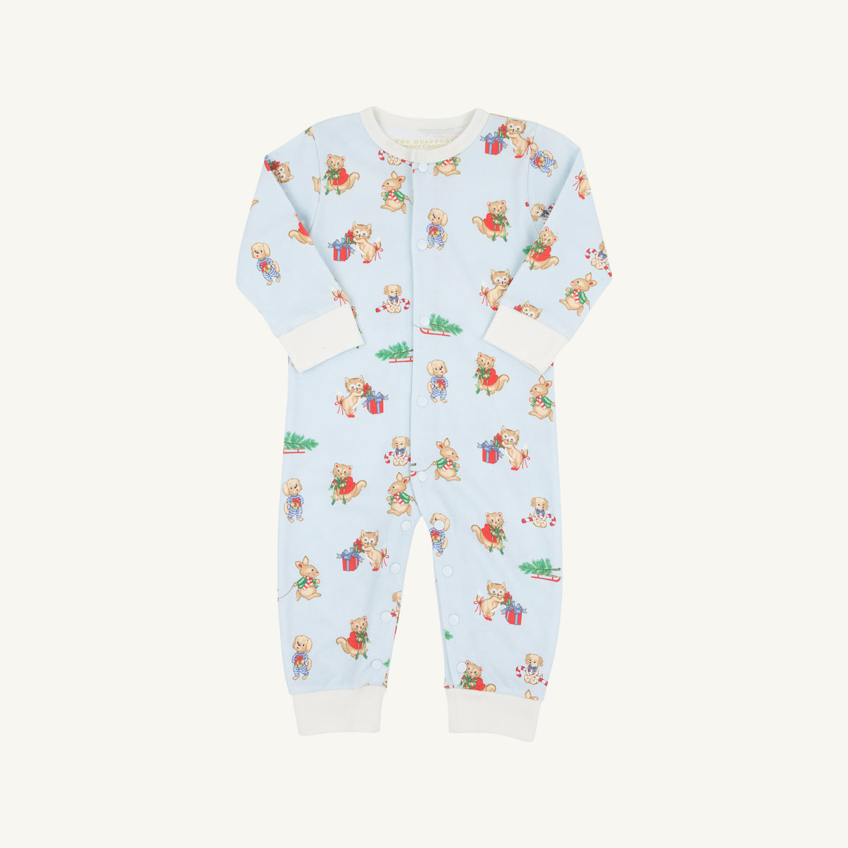 TBBC | Paxton Playsuit (Pima) - Christmastime Cuties (Blue) with Palmetto Pearl