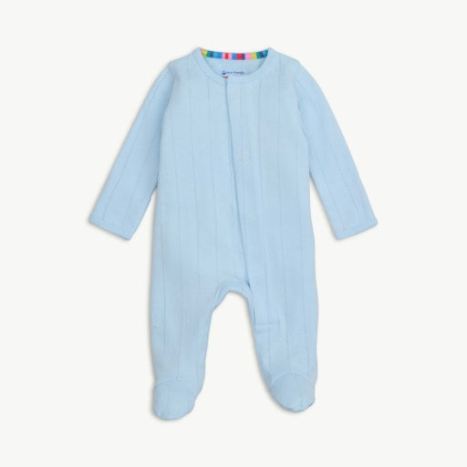 Magnetic Me | Organic Cotton Pointelle Footie - Blue Loves Lines