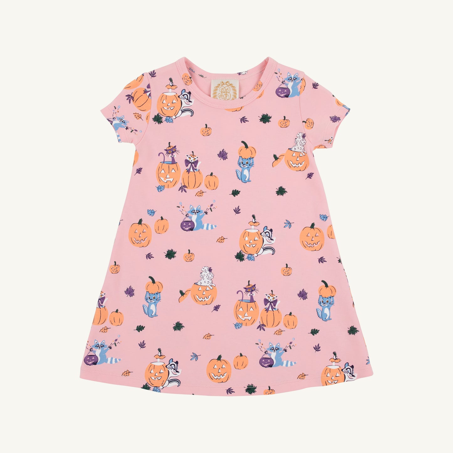 TBBC | Short Sleeve Polly Play Dress - Candy and Critters with Sandpearl Pink