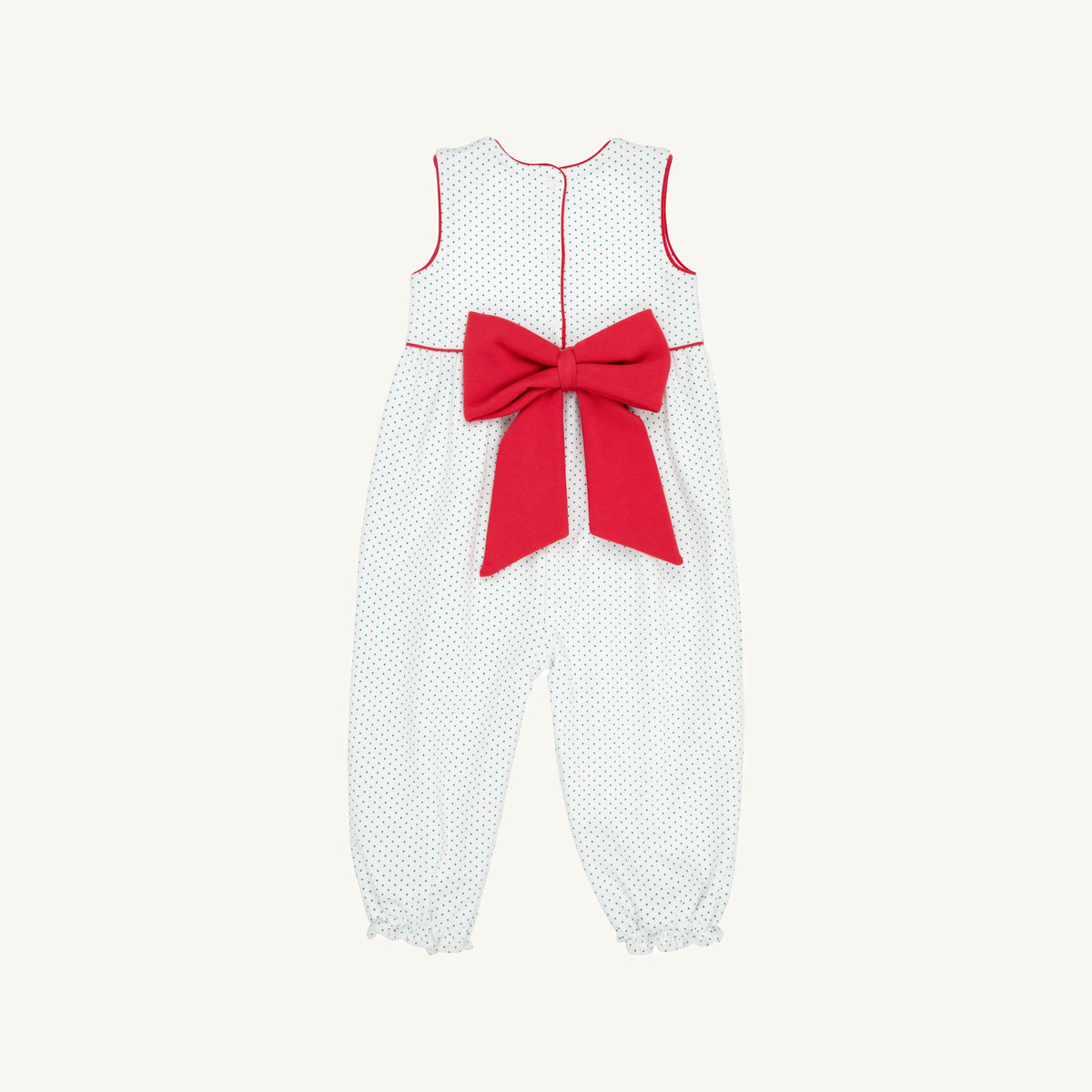 TBBC | Sleeveless Rebecca Romper (Pima) - Kiawah Kelly Green Microdot/Richmond Red