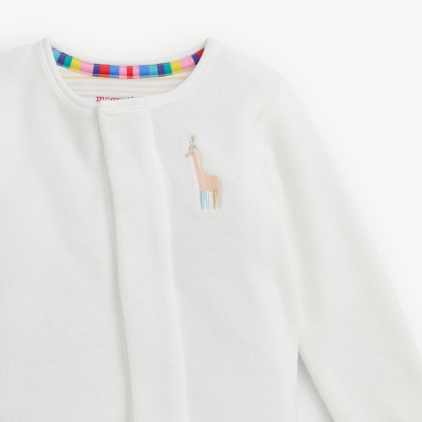 Magnetic Me | Embroidery Giraffe Cream Velour Footie